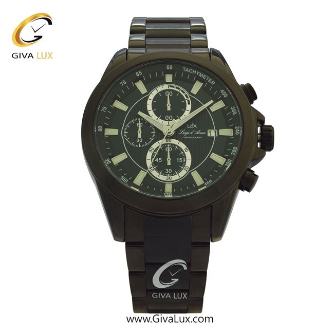 ساعت مچی اورجینال مردانه LdA سه موتوره کرنوگراف مشکی | مشکی| مشکی| کد رفرنس 2432